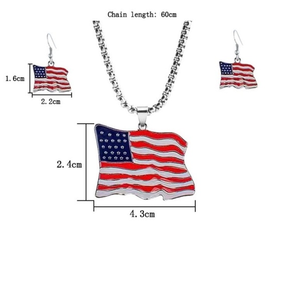 Flag Earring Necklace Set - Picture 3 of 5